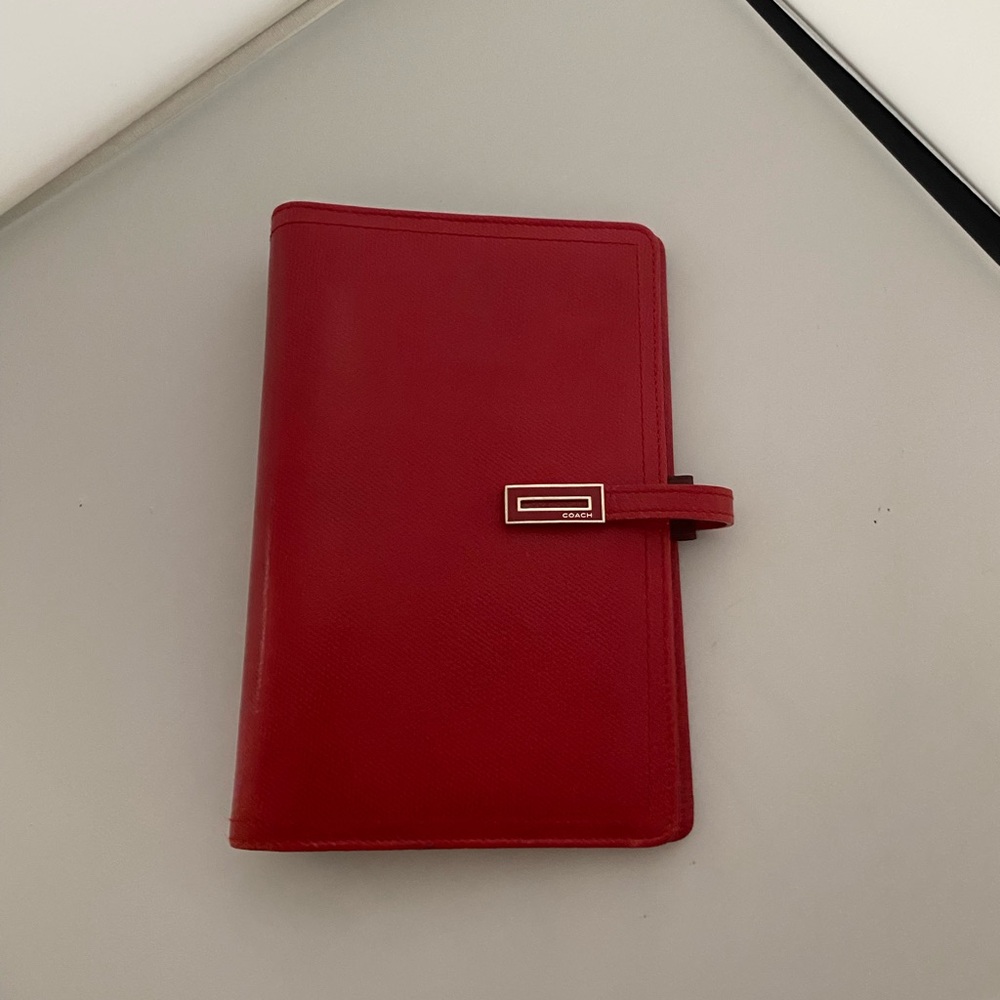 Coach Red Leather Organizer with Gold Accent, Vintage.